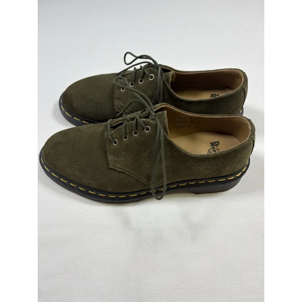 Dr Martens Smiths Olive Green Suede 4-Eye Derby Mens 7 Womens 8 NWOB LA004
